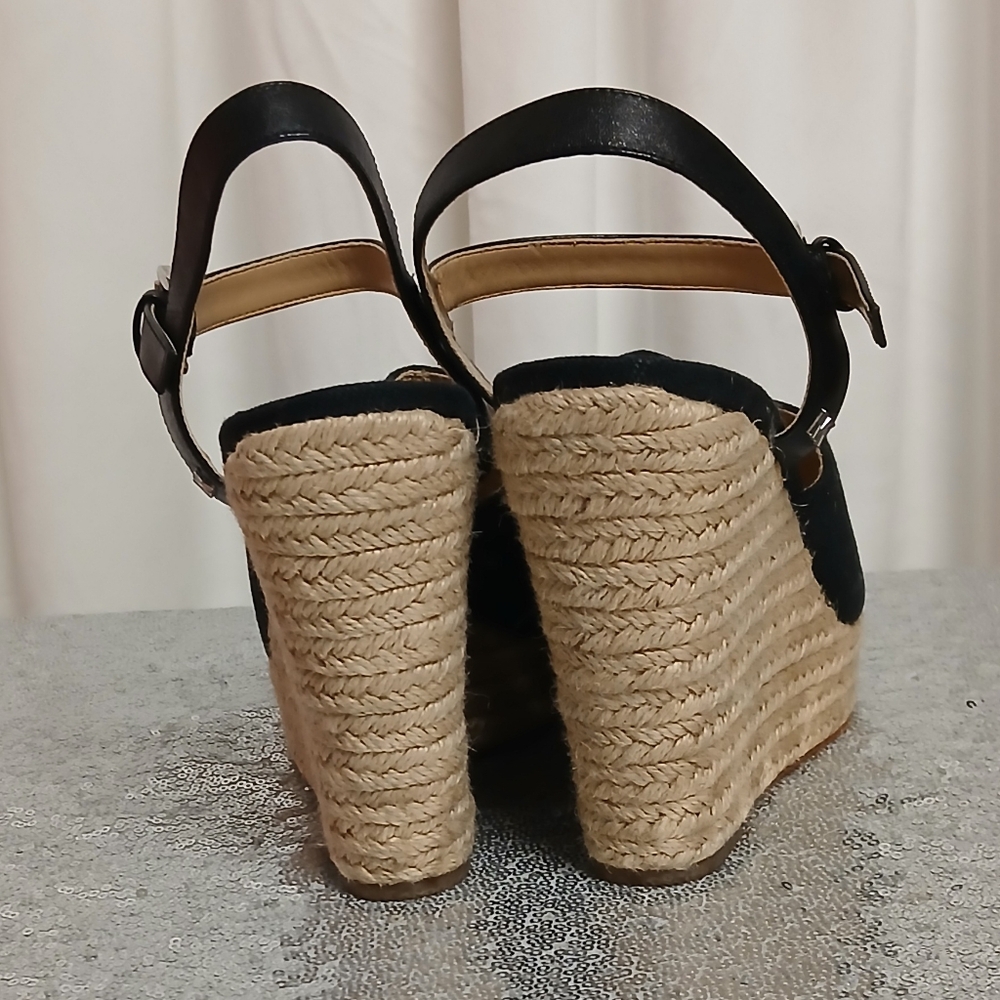MICHAEL Michael Kors Black Suede Espadrille Wedge Sandals - Picture 11 of 16